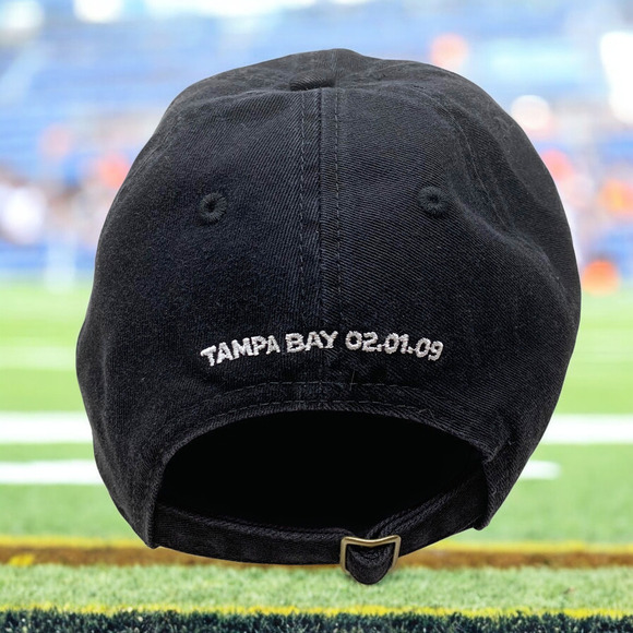 NEW Superbowl 43 XLIII Black Strapback Dad Hat Cap Embroidered Reebok NFL 2009 - Picture 4 of 9